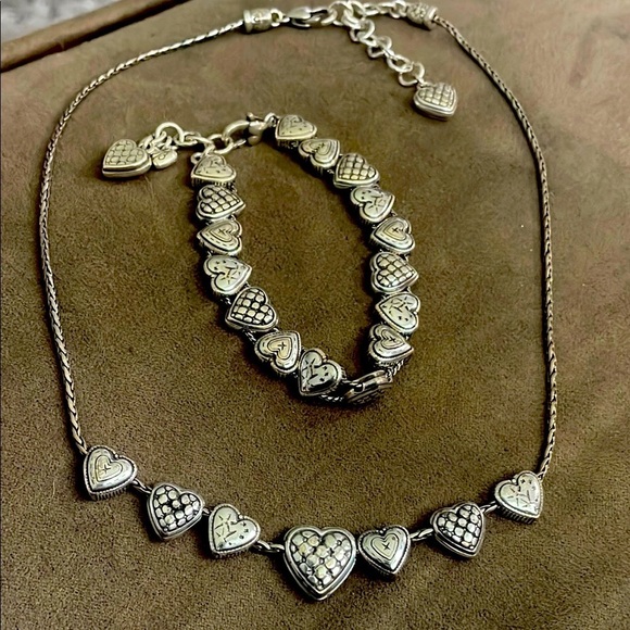 Vintage Brighton reversible multi heart necklace bracelet